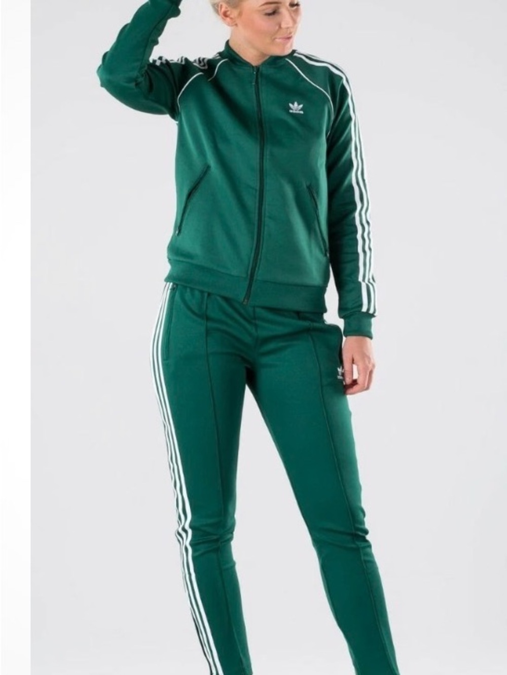 adidas Superstar Original Green Track Pants with White Side Stripes - Picture 4 of 13